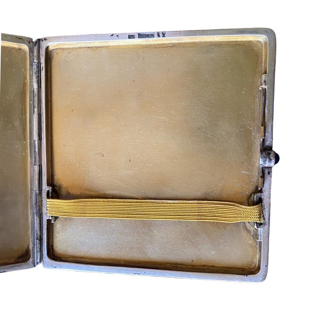Black Art Deco Silver and Guilloche Enamel Cigarette Case For Sale - Image 8 of 12