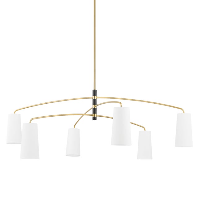 Traditional Mitzi Evelyn 6-Light Chandelier, Aged Brass/Soft Black For Sale - Image 3 of 3