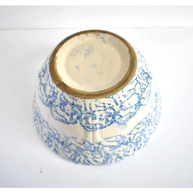 Ceramic Antique Large 19th-Century Blue and White Spongeware Bowl For Sale - Image 7 of 10