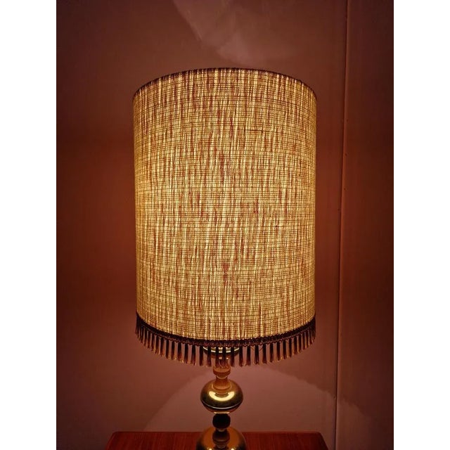 Large Brass and Wood Table Lamp from Veb Narva, 1960s For Sale - Image 10 of 12