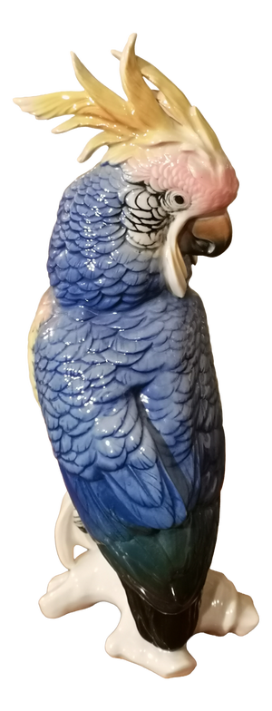 Blue Porcelain Parrot Figurine by Karl Ens, Saxe, 19th Century