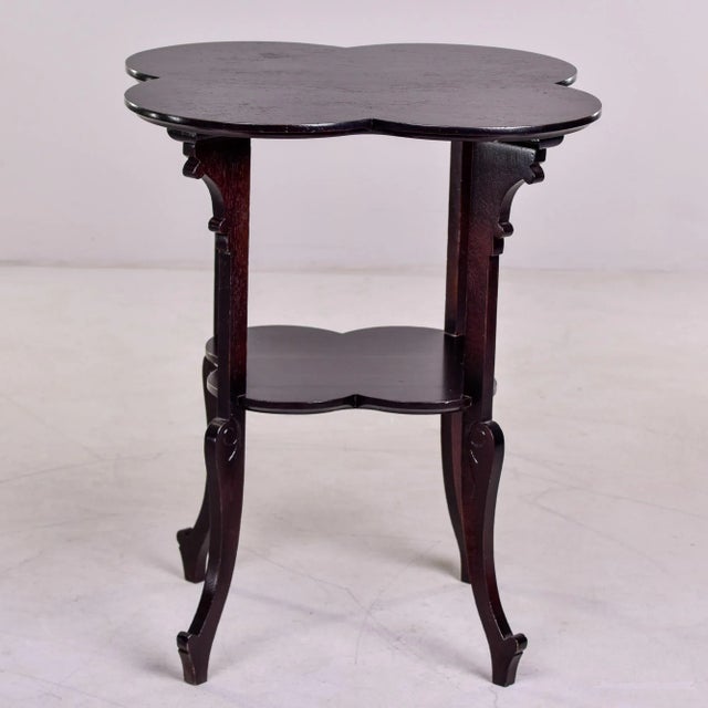 Black French Art Deco Black Scalloped Quatrefoil Top Side Table For Sale - Image 8 of 12