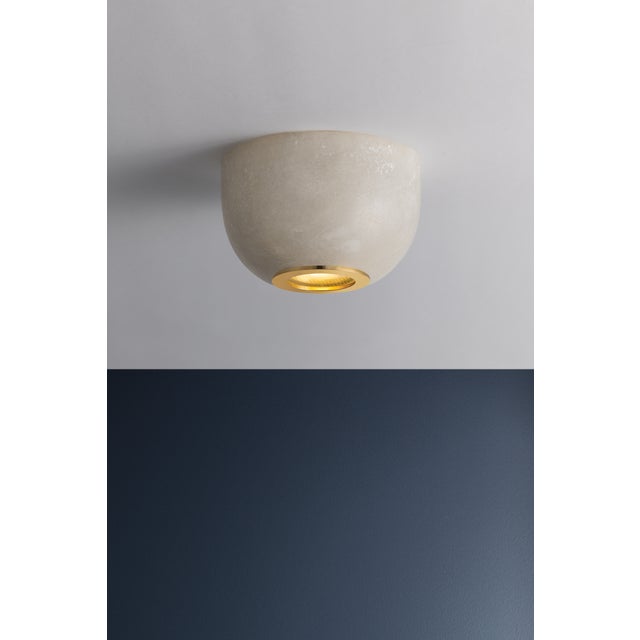 Modern Hudson Valley Lighting Bains Corner 5 in. 1 Light Flush Mount in Aged Brass Finish For Sale - Image 3 of 5