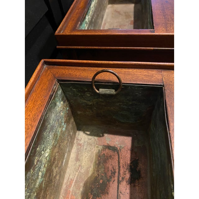 Copper Antique 19th-Century Regency Revival Side Tables With Copper Planters - a Pair For Sale - Image 8 of 9