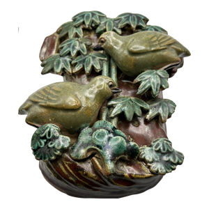 1950s Vintage Shiwan Wall Pocket of Birds in a Bamboo Grove