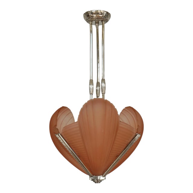 French Art Deco Chandelier by Petitot 1930 France For Sale