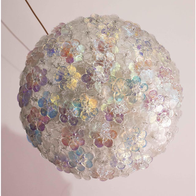 1970s Rainbow Large Size Murano Ceiling Light Flower by Seguso for Venini For Sale - Image 13 of 16