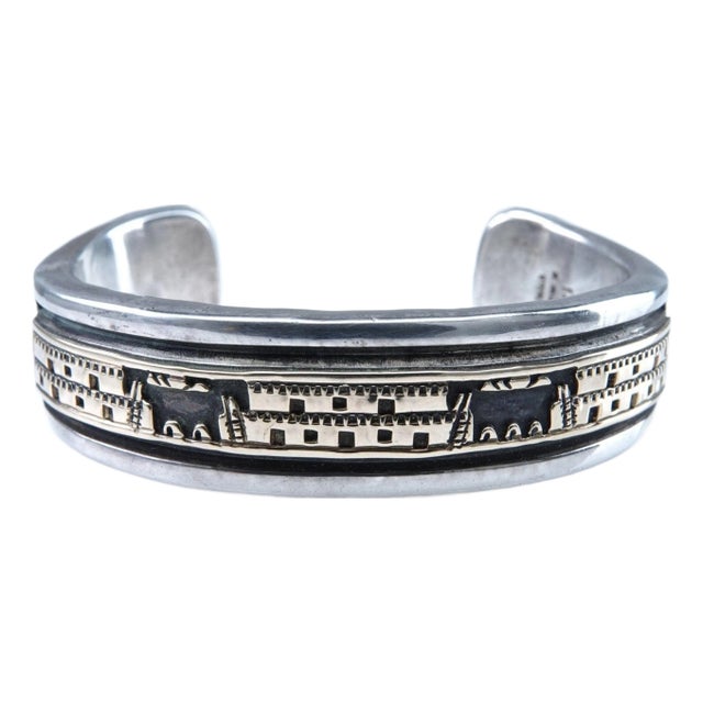 Navajo Bruce Morgan Sterling×14K バングル 美品 Navajo Bruce Morgan 14K バングル 14mm幅 - メルカリ