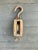 Vintage/antique chunky large Wood and Cast Iron Single Drum Block and Tackle Pulley with Hook, by Boston & Lockport Block...