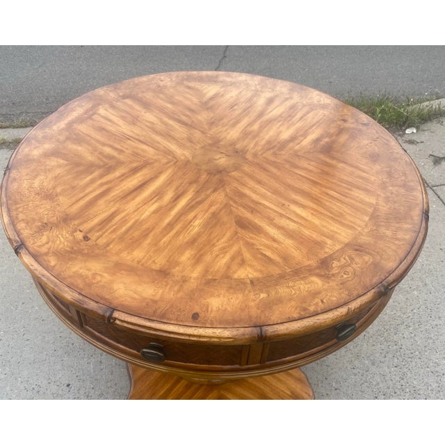 Vintage Walnut and Rattan Center Hall Table/Side Table. For Sale - Image 10 of 11
