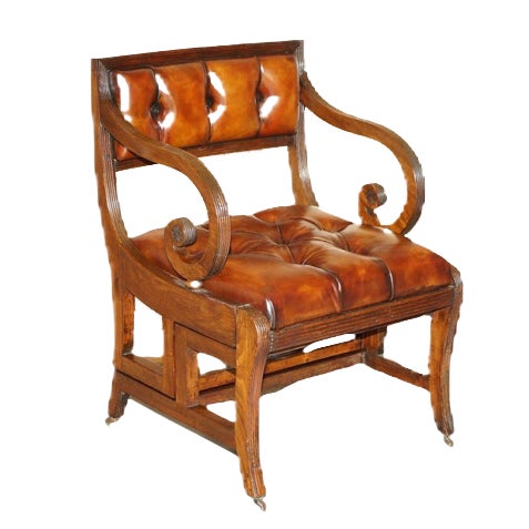 Metamorphic Leather Library Armchair Steps attributed to Gillows, 1810s ...
