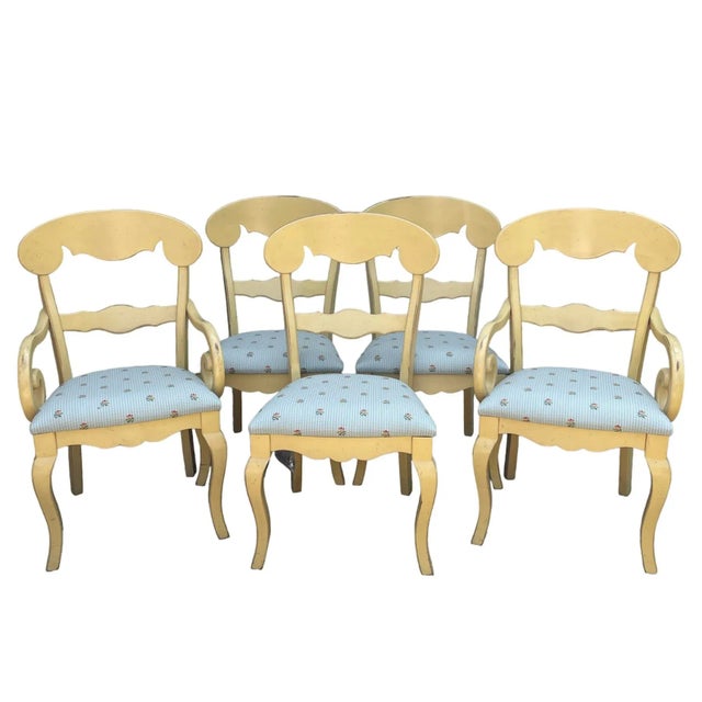 These chairs are country French at their best. With elegant curved lines, these chairs feature a painted frame, slight...