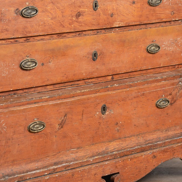 Early 19th Century Danish Original Painted Pine Chest of Five Drawers For Sale - Image 15 of 18