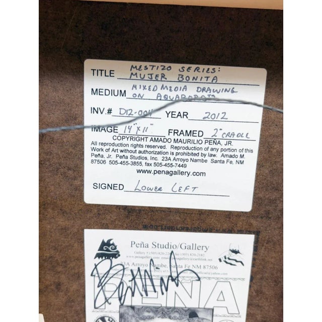 Amado Peña Jr. "Mujer Bonita" Original Mixed Media Drawing - Mestizo For Sale In Denver - Image 6 of 8