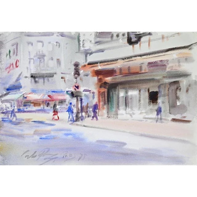 Watercolor on heavy paper realized by Carlo Ravagnan in 1975. Hand signed and dated lower left. Dated on rear. Excellent...