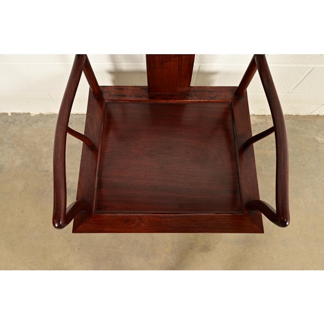 Brown Antique Chinese Carved Rosewood Armchairs With Mother of Pearl Inlay, Circa 1890s For Sale - Image 8 of 15