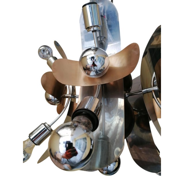 Space Age Pendant in Chromed Steel and Brass, 1970s For Sale - Image 4 of 8