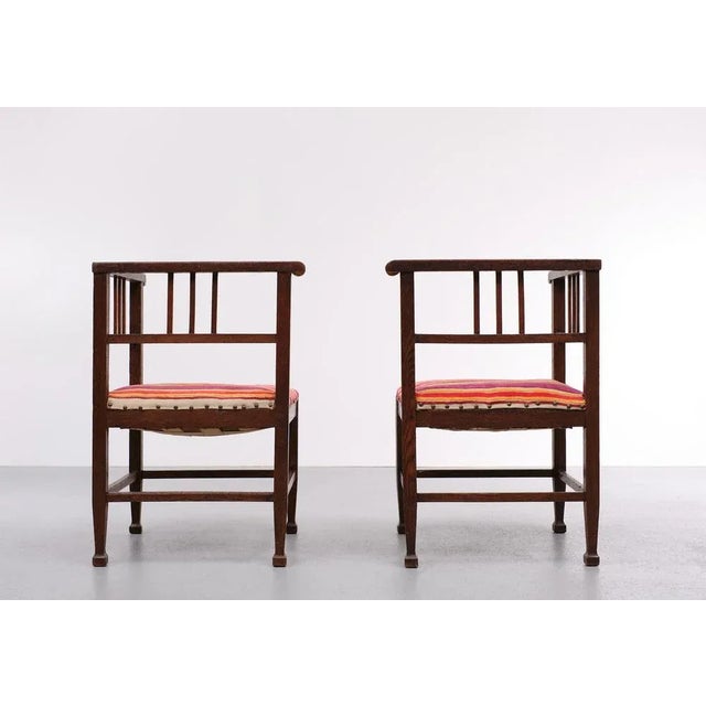 Set of Amsterdam School Corner Chairs, the Netherlands, 1920s For Sale - Image 4 of 8