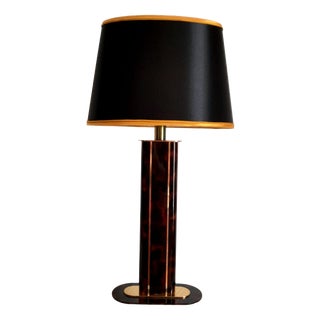 Hollywood Regency Black and Gold Tortoiseshell Lamp, 1980s For Sale