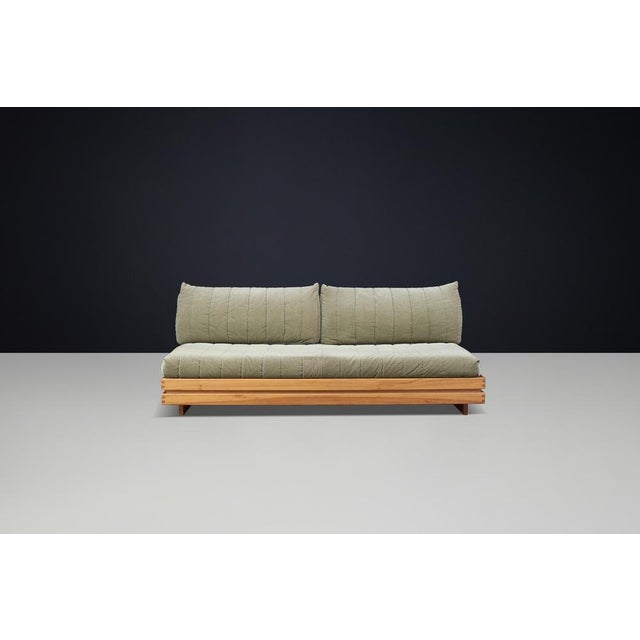 Vintage Lounge Chair and Two-Seater Sofas in Elm and Olive Green Upholstery from Maison Regain, 1970s, Set of 3 For Sale - Image 13 of 18