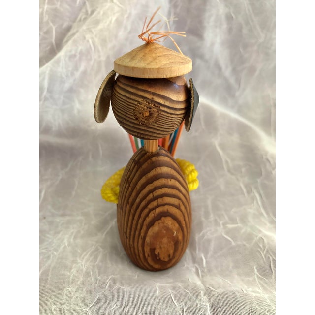 Mid Century Modern Teak Vintage Monkey With Beret Toothpick Holder For Sale - Image 9 of 12