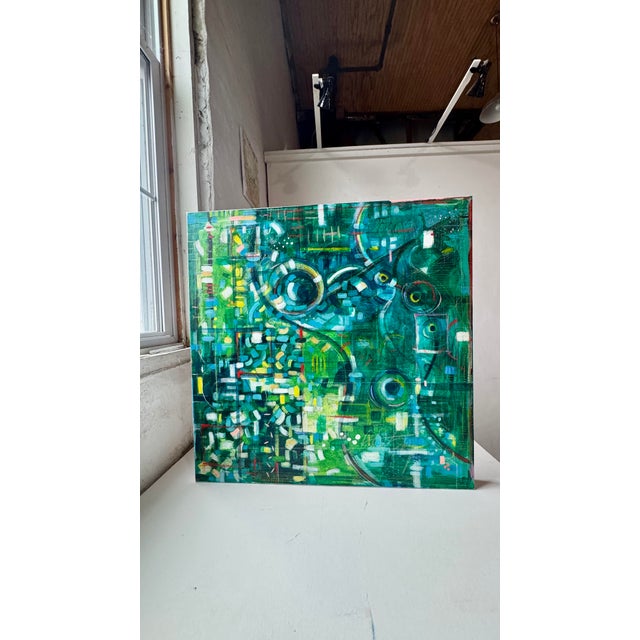 "Modern Green" Abstract Acrylic Painting by Paula DeStefanis For Sale - Image 10 of 12