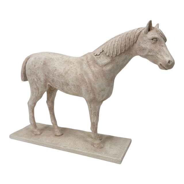 Bliss Studio White Horse Marquette Aged Plaster Finish Sculpture For Sale