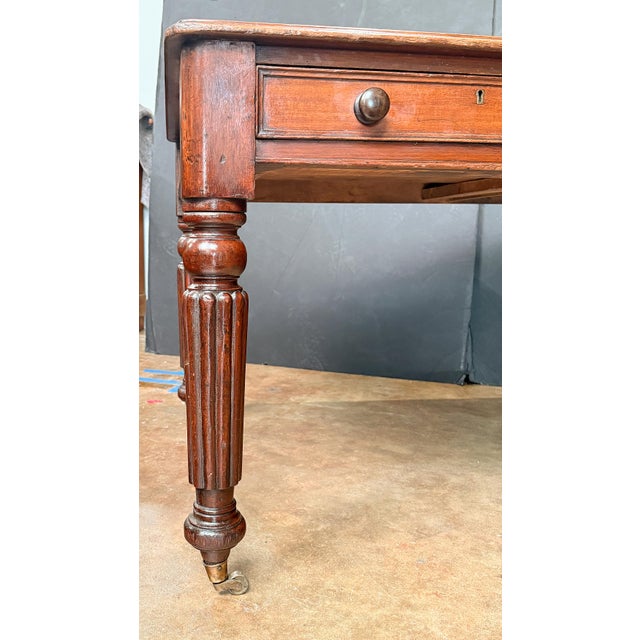 Wood William IV Writing Table or Desk of Mahogany With Inset Leather Top From England For Sale - Image 7 of 11