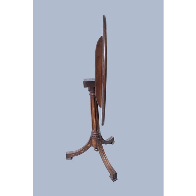 Stunning Late 18thc. Dutch Marquetry Tilt Top Table With Box Wood Inlay For Sale - Image 11 of 14