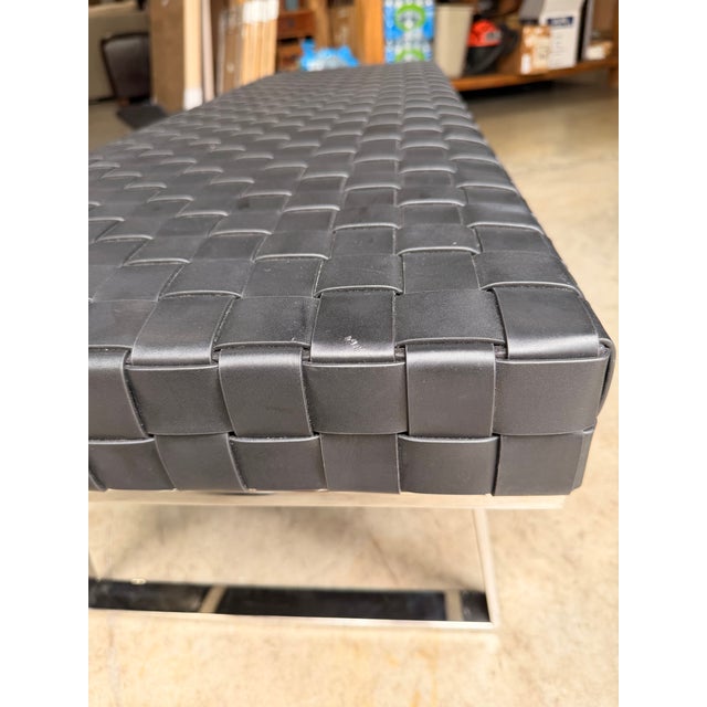 Black Nuevo Black Leather Bench For Sale - Image 8 of 9