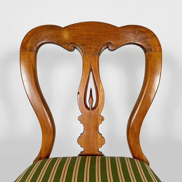 Antique Italian Wood and Colored Striped Silk Chairs, 1850s, Set of 4 For Sale - Image 10 of 18