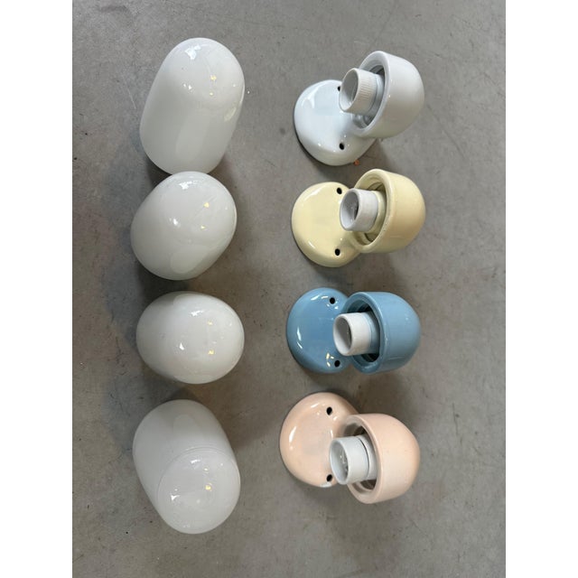 Wilhelm Wagenfeld Wall Lamps in Pastel Colors by Wilhelm Wagenfeld, Set of 4 For Sale - Image 4 of 18