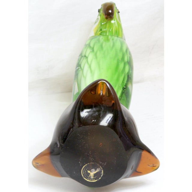 Glass 1970s Vintage Dynasty Gallery Murano-Style Cased Glass Parrot For Sale - Image 7 of 15