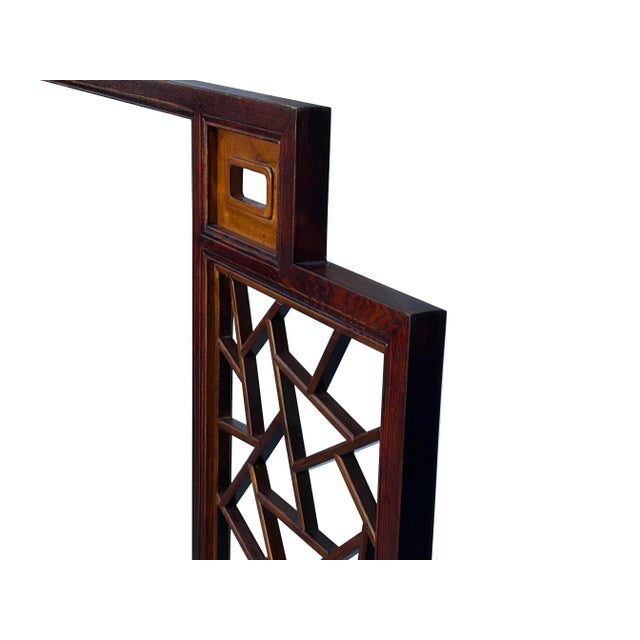 Chinese Two Brown Tone Lattice Pattern Center Open Wall Panel Frame For Sale - Image 9 of 12