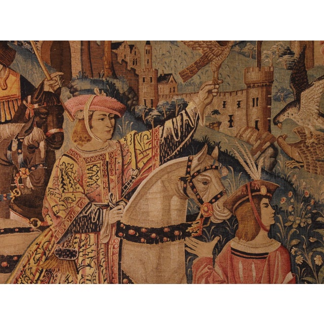 Stencil Tapestry with Gothic Falconry Scene, 19th Century For Sale - Image 8 of 12
