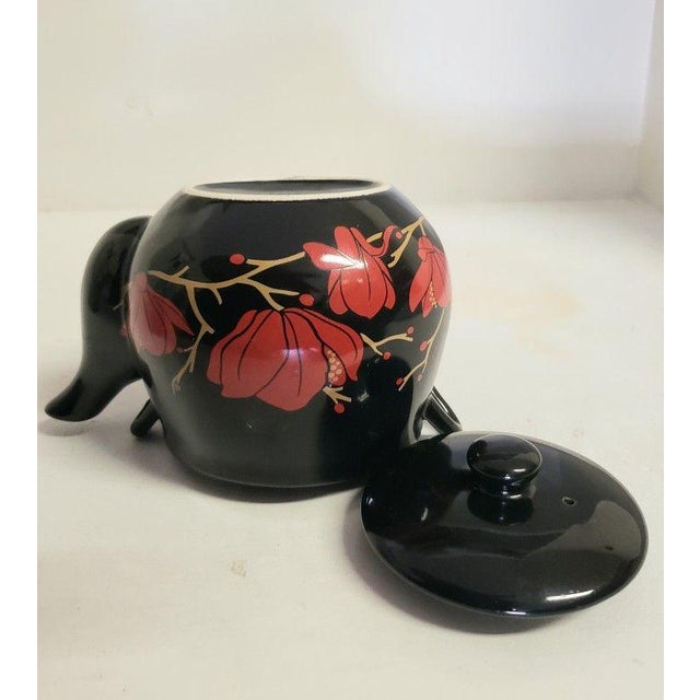 Vintage Mid-Century Japanese Tea Pot Black Otagiri Style Floral For Sale In Los Angeles - Image 6 of 8
