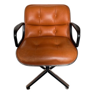 Vintage Camel Leather Executive Chair attributed to Charles Pollock for Knoll, 1970s For Sale