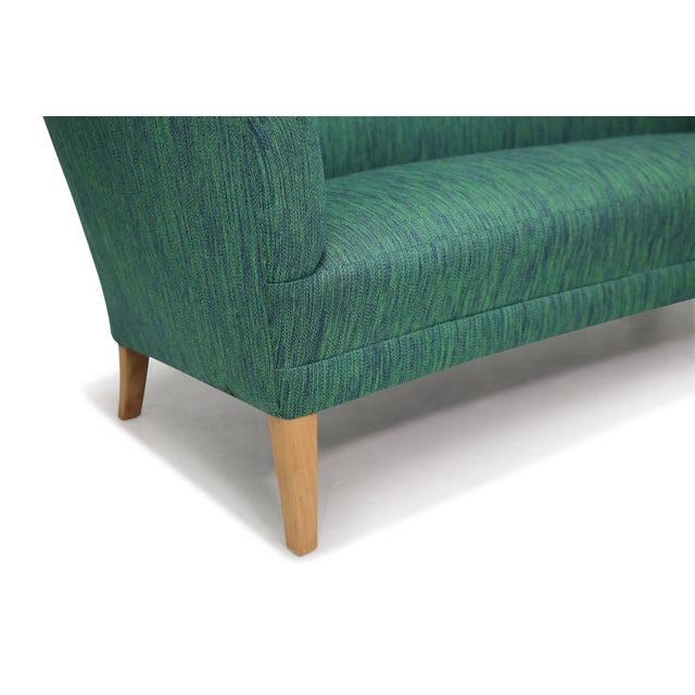 Mid 20th Century Attributed to Ludvig Pontoppidan Danish Cabinetmaker Wool Sofa, Circa 1940 For Sale - Image 5 of 13