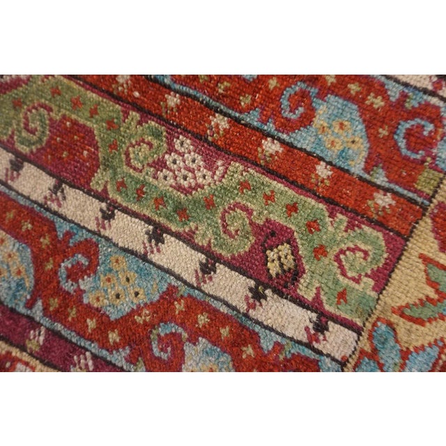 Wine 1880s Multicolor Abstract Geometric Antique Turkish Sivas Yastik Carpet 1'8" X 3'1" Handknotted Wool Rug For Sale - Image 8 of 15