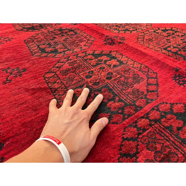 Vintage Afghan Khal Mohammad Aina Gul Bokhara Tribal Rug - 7'6" X 5'7" For Sale - Image 11 of 12