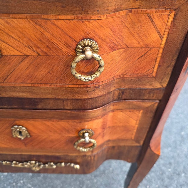 Antique 19th French Louis XV Style Marble Top Parquetry Commode For Sale - Image 10 of 15