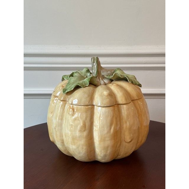 1980s 1980s Fitz and Floyd Pumpkin Lidded Tureen For Sale - Image 5 of 16