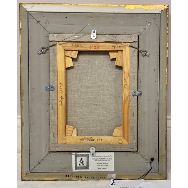 Wood The Secret Path Acrylic on Canvas Impressionist Painting by Christophe Cardot For Sale - Image 7 of 7