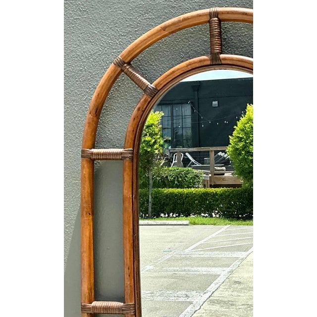 Vintage Rattan Arched Wall Mirror For Sale - Image 11 of 14