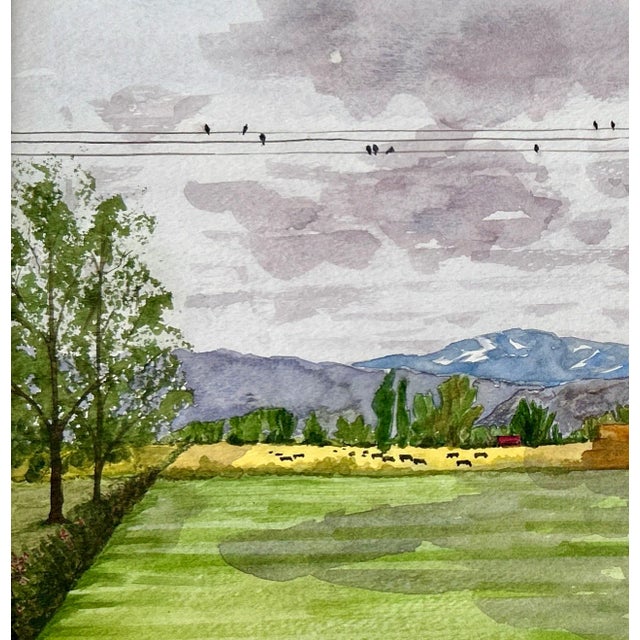 2020s Original Watercolor Painting “Rainy Day Hayfield” in Idaho For Sale - Image 5 of 7