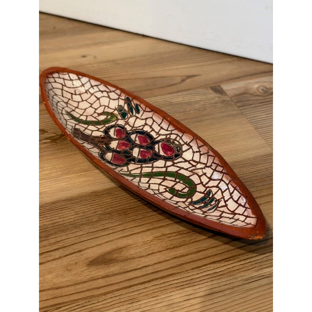 Mid 20th Century Vintage Glazed Ceramic and Mosaic Avocado Dish For Sale - Image 5 of 8