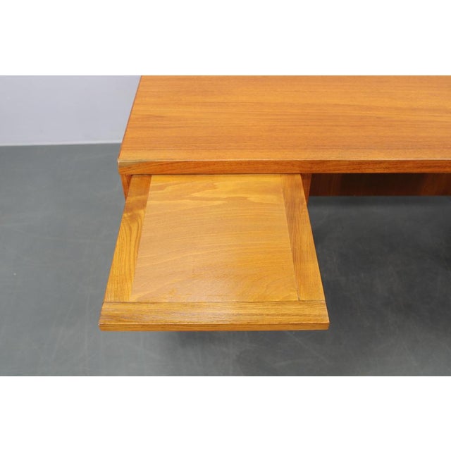 Gold Mid-Century Danish Teak Writing Desk with Brass Details, 1960s For Sale - Image 8 of 18