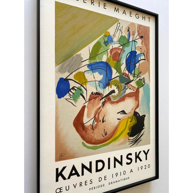 Wasily Kandinsky Vintage 1955 Mid Century Modern Mourlot Lithograph Print Framed Paris Exhibition Poster " Improvisation XXXI " 1913 For Sale In Kansas City - Image 6 of 12