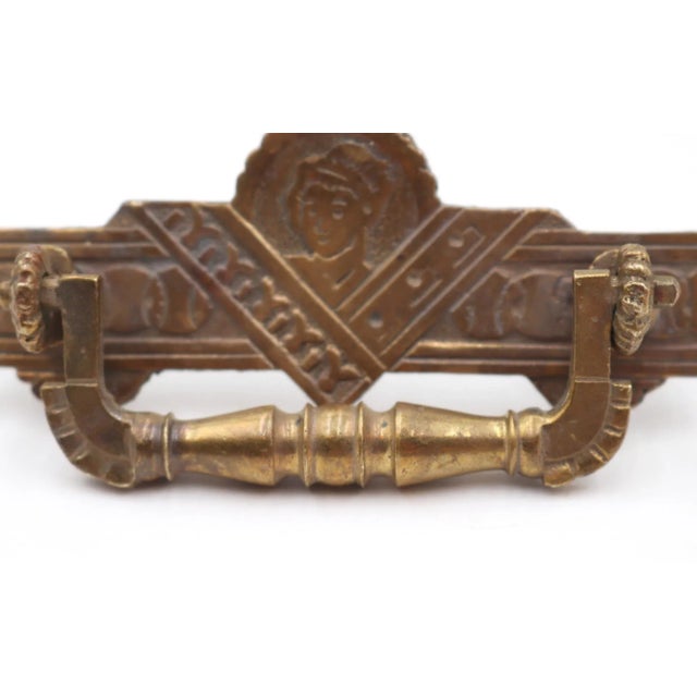 Pair of Antique Eastlake Figural Brass Dresser Drawer Pulls For Sale - Image 6 of 8