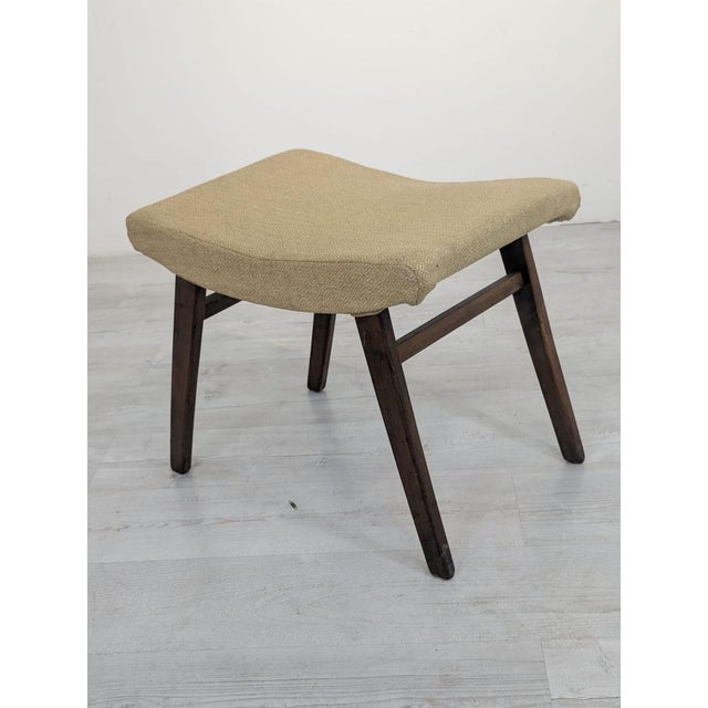 Vintage Pouf in Fabric and Wood, 1960s For Sale - Image 10 of 12